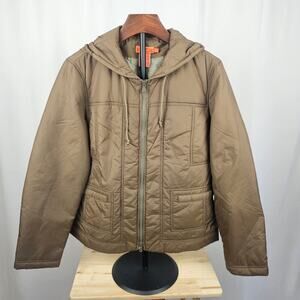 Faconnable Vintage 1990s Women’s Quilted Hooded Jacket Khaki Deadstock Hong Kong